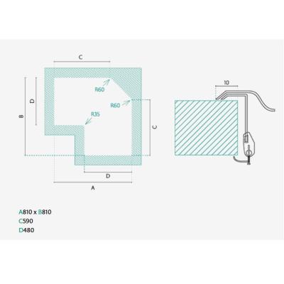 Banca Montreal chiuvetă colț din inox deasupra blatului 83 x 83 cm cu zonă de scurgere 1208970036