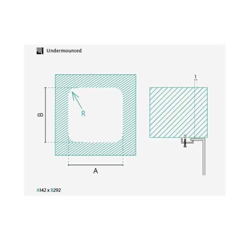 Banca IB1530 RVS Chiuveta 146 x 296 mm Submontare 1208970041