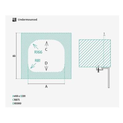 Banca Denver Chiuvetă Inox 41 x 41 cm Montaj Sub Blat 1208970049