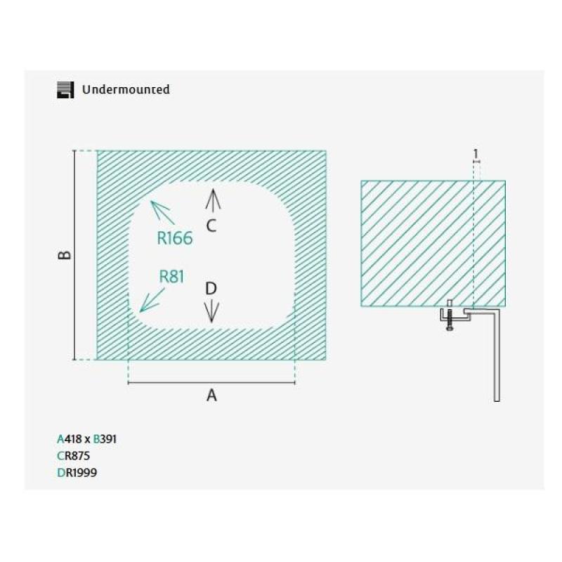 Banka Denver Chiuvetă din oțel inoxidabil 41 x 41 cm Submontare 1208970049