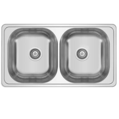 Bancă Diplomat din oțel inoxidabil cu două cuve montate pe blat 80x44 cm 1208970059.