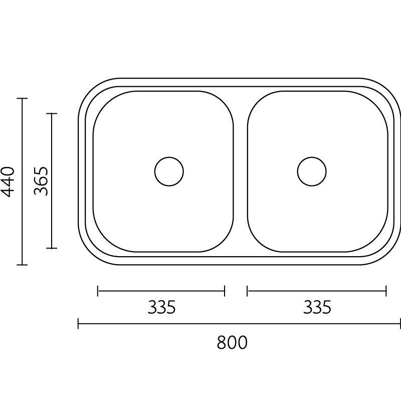 Banka Diplomat Chiuvetă dublă din oțel inoxidabil, montată pe blat, 80x44 cm 1208970059