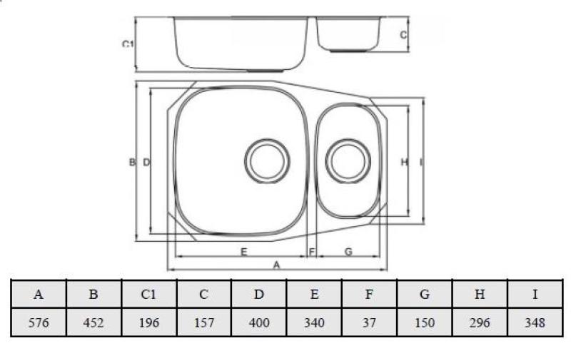 Banka Alaska Oțel inoxidabil 1.5 Chiuvetă sub blat 524 x 400 mm 1208970064