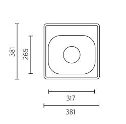 Bancă Detroit chiuvetă din inox 381 x 381 mm montaj pe blat cu gaură de robinet 1208970074