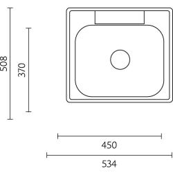 Bancă Detroit chiuvetă din oțel inoxidabil 534 x 508 mm montaj pe blat cu gaură pentru baterie 1208970075