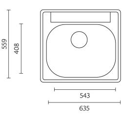 Bancă Detroit Chiuvetă din oțel inoxidabil 635 x 559 mm Montaj pe blat cu orificiu pentru robinet 1208970077