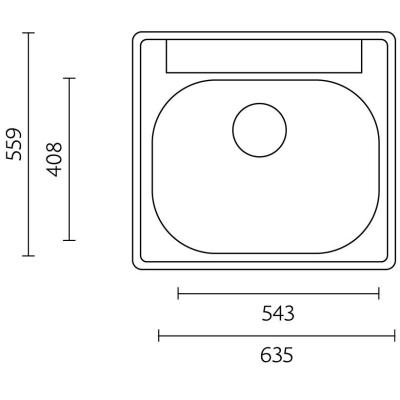 Bancă Detroit Chiuvetă din oțel inoxidabil 635 x 559 mm Montaj pe blat cu orificiu pentru robinet 1208970077