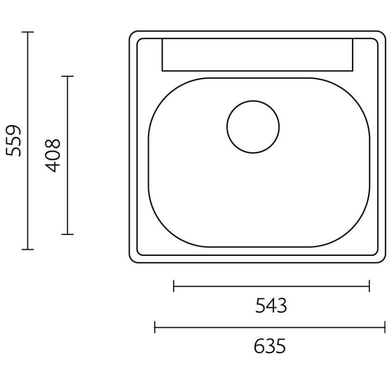 Bancă Detroit Chiuvetă din oțel inoxidabil 635 x 559 mm Montaj pe blat cu orificiu pentru robinet 1208970077