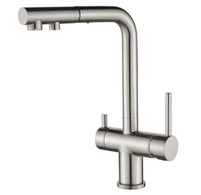 Kraan de bucătărie cu trei căi Ausmann Ellington cu pipă extensibilă și apă filtrată – inox – 1208970082.