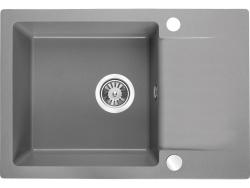 Set Aquadesign Kensley - Chiuvetă de granit deasupra blatului Gri cu mică zonă de scurgere și Robinet de bucătărie, 65 x 44 cm 1208970086