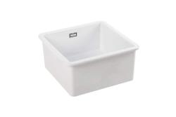 Ausmann Ceramic Ember Chiuvetă Ceramică Alba Pătrată de Suprafață și Submontare 40 x 40 cm cu Plug din Oțel Inoxidabil 1208970094
