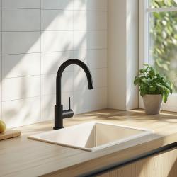 Ausmann Ceramic Ember Chiuvetă Ceramică Alba Pătrată de Suprafață și Submontare 40 x 40 cm cu Plug din Oțel Inoxidabil 1208970094