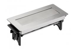 Prelungitor de birou fără casetă, priză triplă cu împământare, cablu de alimentare de 1,5 m cu ștecher, inox.