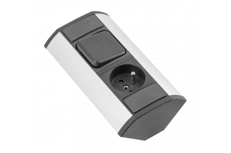 Mini prelungitor de colț cu întrerupător și priză împământată 230V 16A