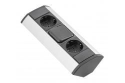 MINI prelungitor de colț cu întrerupător și 2 prize Schuko 230V 16A