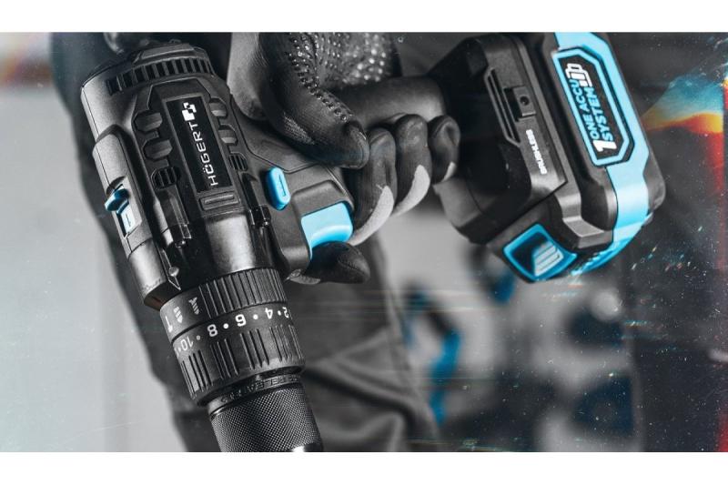 Högert mașină de găurit cu percuție cu acumulator 18V pentru cărămidă, piatră, lemn, metal.