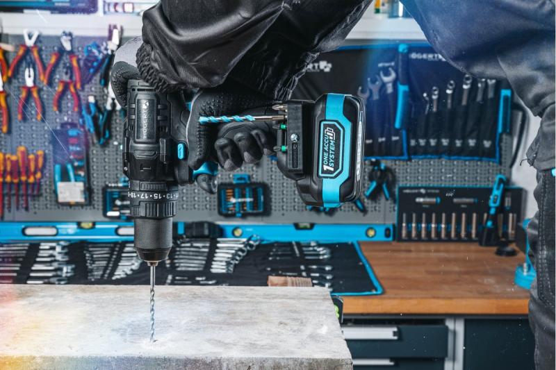 Högert puternică mașină de găurit cu percuție cu acumulator, fără perii, 18V.