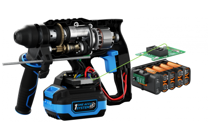 HÖGERT mașină de găurit cu percuție cu acumulator, fără perii, 18V, cu funcție de dăltuire.