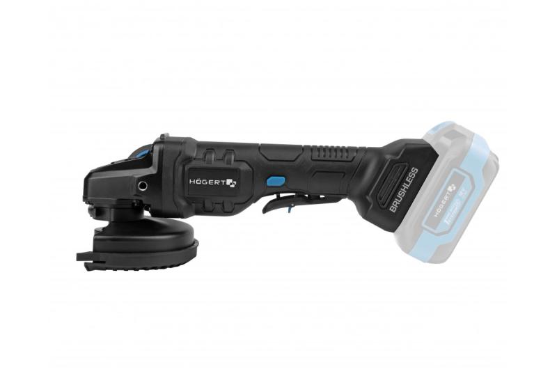 HÖGERT Polizor unghiular fără fir cu comutator cu pedală, 125MM, 18V - fără baterie