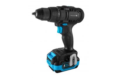 HÖGERT mașină de găurit cu acumulator 18V, set cu acumulator, încărcător, suport pentru biți, magazie pentru burghie.