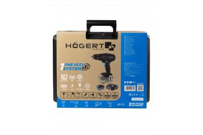 HÖGERT mașină de găurit cu acumulator 18V, set cu acumulator, încărcător, suport pentru biți, magazie pentru burghie.