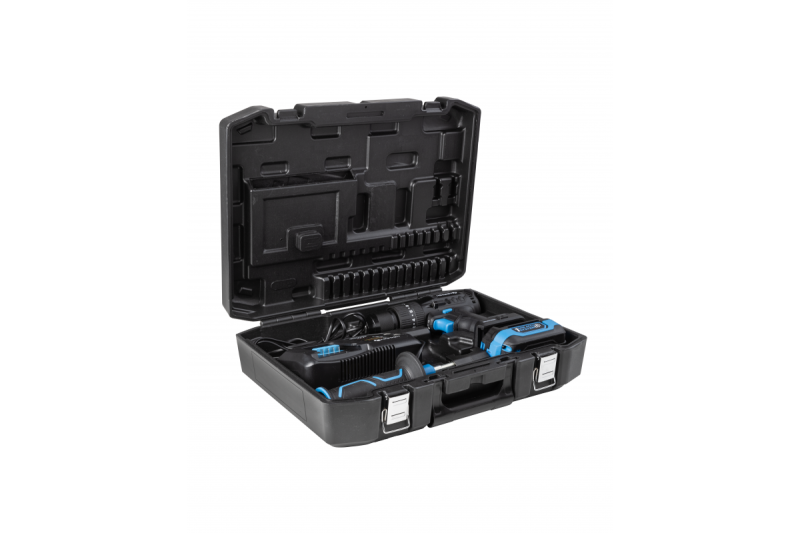 HÖGERT set de găurit cu impact pe acumulator, 18V pentru cărămidă, piatră, lemn, metal și plastic.