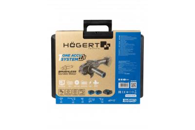 HÖGERT polizor unghiular fără cablu cu comutator tip pedală, 125MM, 18V, set cu baterie, încărcător, accesorii.