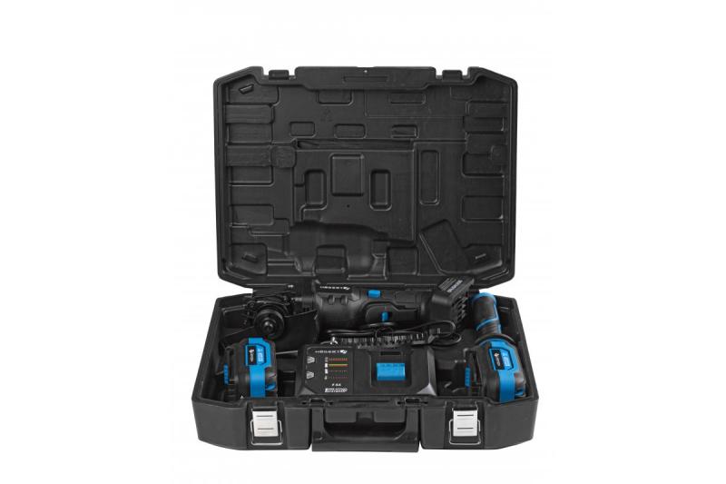 Polizor unghiular fără fir HÖGERT cu comutator tip paddle, 125MM, 18V - Set (baterie, încărcător, accesorii)