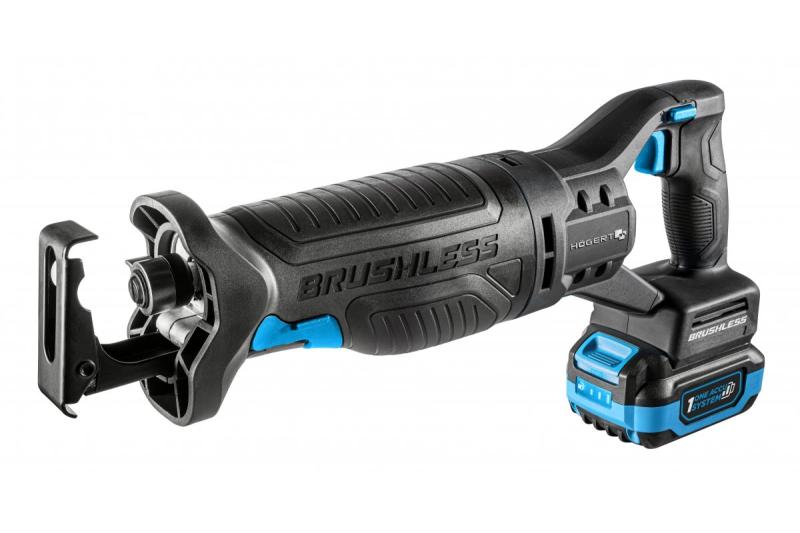 Set fierăstrău alternativ cu acumulator HÖGERT, 18V, fără perii, acumulator, încărcător, accesorii.