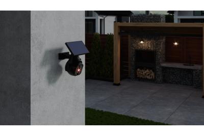 Lumină de inundație solară cu senzor de mișcare și crepuscular GUARDOS, LED, 300lm, 6400K, 1200mAh, IP65, cameră fictivă