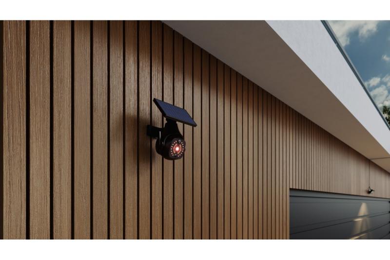 Lumină de inundație solară cu senzor de mișcare și crepuscular GUARDOS, LED, 300lm, 6400K, 1200mAh, IP65, cameră fictivă