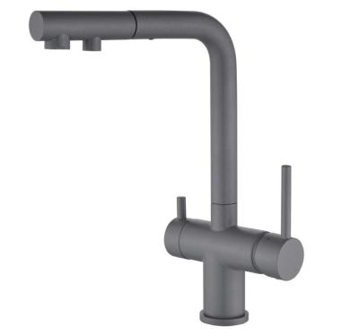 Ausmann Ellington Robinet de bucătărie cu 3 căi, cu gură retractabilă și apă filtrată - Gri - 1208970494