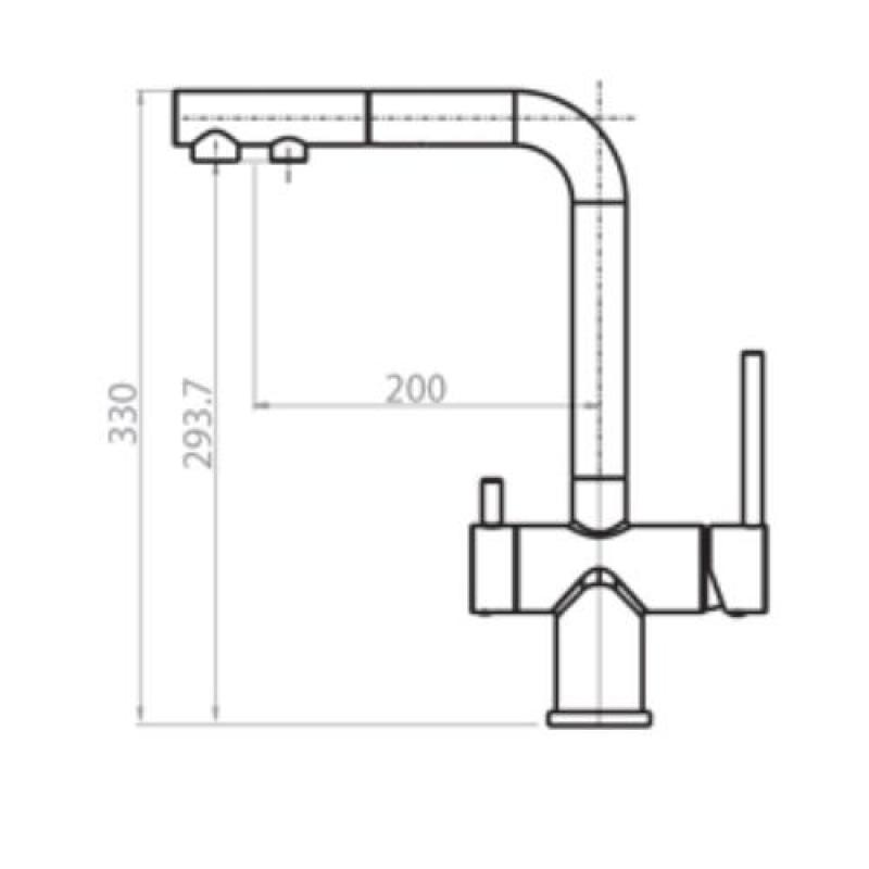 Ausmann Ellington Baterie de bucătărie cu 3 căi, cu duză extensibilă și apă filtrată – Gun metal- 1208970499