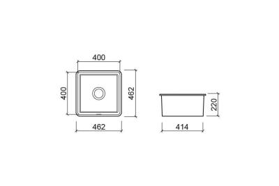 Ausmann Ceramic Ember Chiuvetă pătrată ceramică mată neagră pentru montare superioară și inferioară 40 x 40 cm 1208970507