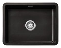 Ausmann Ceramic Ember Chiuvetă Ceramică Mată Negru - Montare deasupra și dedesubt 54 x 40 cm cu plug din oțel inoxidabil 1208970511