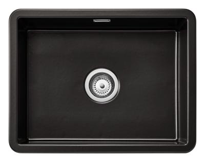Ausmann Ceramic Ember Chiuvetă Ceramică Mată Negru - Montare deasupra și dedesubt 54 x 40 cm cu plug din oțel inoxidabil 1208970511