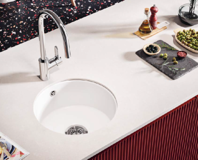 Ausmann Ceramic Ember Lavoar Rotund din Ceramică Albă pentru Montaj Suprapus și Submontaj 1208970512