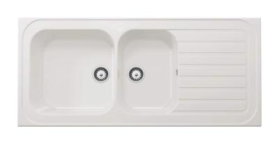 Ausmann Ceramic Blush Chiuvetă dublă ceramică albă cu montare pe blat și scurgător 1125 x 500 mm 1208970514