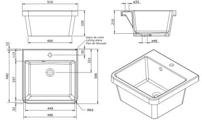 Ausmann Ceramic Frost Chiuvetă Ceramică Albă - Montaj Pe Blat 510 x 506 mm cu platformă pentru robinet 1208970516