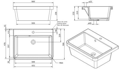 Ausmann Ceramic Frost Chiuvetă Ceramică Albă - Montaj pe Blat 660 x 506 mm cu Orificiu pentru Baterie 1208970517