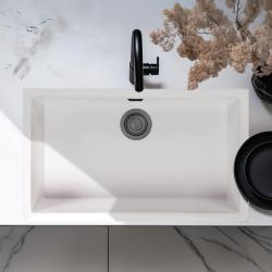Chiuvetă mare albă 70x40 cm pentru montare subbouw, opbouw și la același nivel cu suprafața, cu dop Gun Metal 1208970520