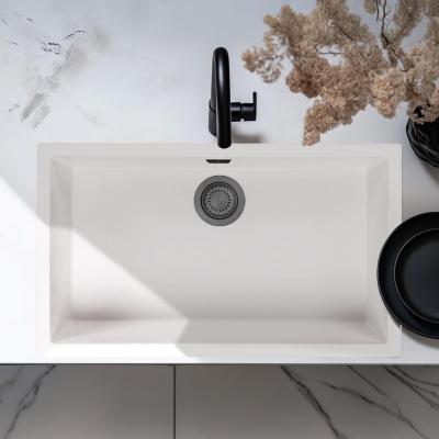 Chiuvetă mare albă 70x40 cm pentru montare subbouw, opbouw și la același nivel cu suprafața, cu dop Gun Metal 1208970520