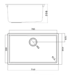 Chiuvetă Mare Albă 70x40 cm pentru Montaj Sub Blat, Pe Blat și La Nivel cu Blatul, cu Dop Alb 1208970521
