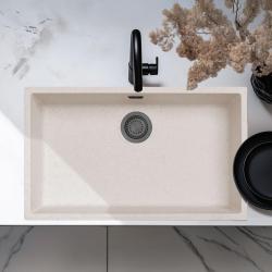 Nisip Alb Chiuvetă Mare 70x40 cm Submontare, Montare pe Blat și Montare la Nivel cu Dop Metalic Gun 1208970524