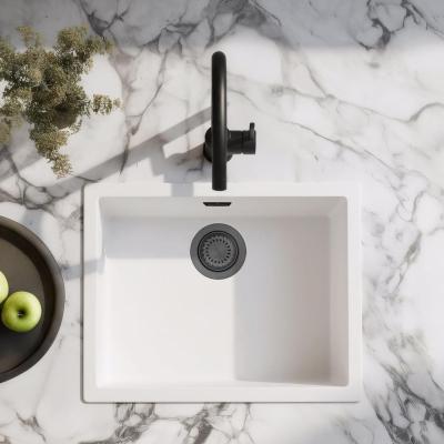 Chiuvetă Albă 50x40 cm pentru Montare sub Blat, deasupra Blatului și la Nivel cu Blatul cu Dop Metalic Gun 1208970529