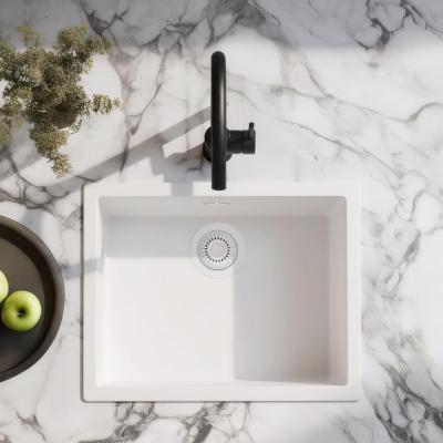Chiuvetă albă 50x40 cm pentru montaj sub-blat, pe blat și la nivel cu blatul, cu dop alb 1208970531.