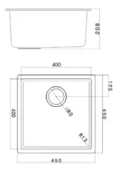 Chiuvetă albă 40x40 cm pentru montare subbouw, deasupra blătului și la același nivel cu blatul, cu dop alb 1208970536.