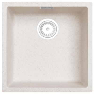 Nisip Alb Crem Chiuvetă 40x40 cm Submontare, Deasupra și Montare la Nivel cu Dop Alb 1208970541