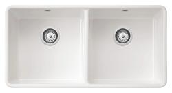 Ausmann Ceramic Mira Chiuvetă Dublă din Ceramică Albă - Montată Sub Blat sau Pe Blat 890 x 456 mm 1208970549