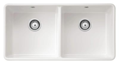 Ausmann Ceramic Mira Chiuvetă Dublă din Ceramică Albă - Montată Sub Blat sau Pe Blat 890 x 456 mm 1208970549